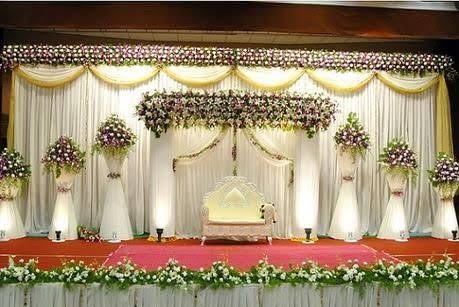 White and Golden Themed Wedding Stage